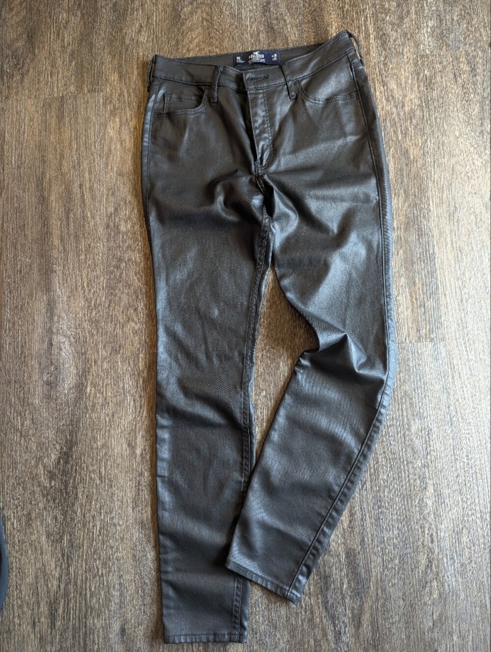 Hollister Black Faux Leather Skinny Jeans Size 28